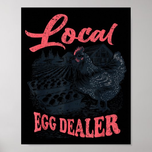 Local Egg Er Retro Chicken Funny Farmer Easter Adu ポスター (正面)