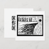 LOCAL GRAVITY suspended house linocut 招待状 (正面/裏面)