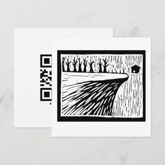 LOCAL GRAVITY suspended house linocut 招待状 (正面/裏面)