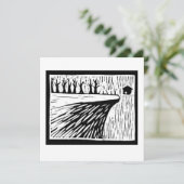 LOCAL GRAVITY suspended house linocut 招待状 (スタンド正面)