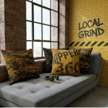"Local Grind" ストリートアート ダストブラックとイエロー