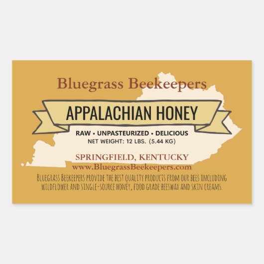 Local Kentucky Honey Product Rectangleスタンプ 長方形シール (正面)