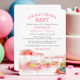 Locally Grown Baby Farmers Market Baby Girl shower 招待状
