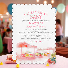 Locally Grown Baby Farmers Market Baby Girl shower 招待状