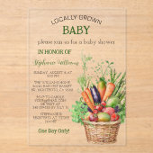 Locally Grown Baby Farmers Market Baby shower アクリル招待状 (正面)