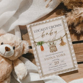 Locally Grown Baby Farmer's Market Beige Gingham 招待状