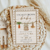 Locally Grown Baby Farmer's Market Beige Gingham 招待状