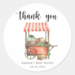 Locally Grown Baby Farmers Market Cart Baby Shower ラウンドシール