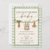 Locally Grown Baby Farmer's Market Green Gingham 招待状 (正面)