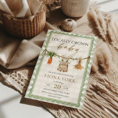 Locally Grown Baby Farmer's Market Green Gingham 招待状