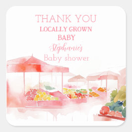 Locally Grown Baby Girl Shower Farmers Market スクエアシール