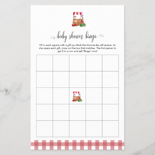 Locally Grown Baby Shower Bingo Game Market チラシ (正面)