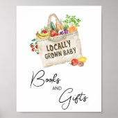 Locally Grown Baby Shower Books and Gifts Sign ポスター (正面)