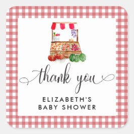 Locally Grown Baby Shower Carrots Gingham スクエアシール