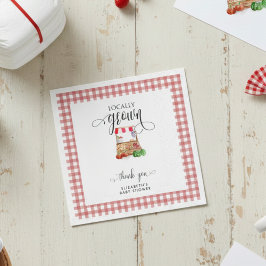 Locally Grown Baby Shower Carrots Gingham スタンダードカクテルナプキン