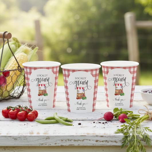 Locally Grown Baby Shower Carrots Gingham 紙コップ