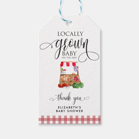 Locally Grown Baby Shower Carrots Thank you ギフトタグ (正面)