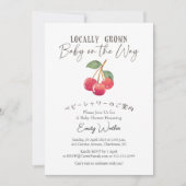 Locally Grown Baby Shower Cherry Watercolor Rustic 招待状 (正面)