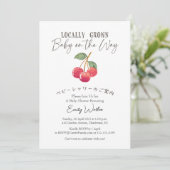 Locally Grown Baby Shower Cherry Watercolor Rustic 招待状 (スタンド正面)