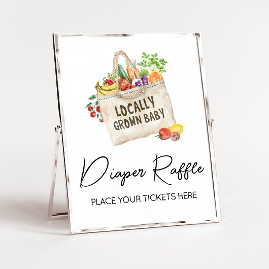 Locally Grown Baby Shower Diaper Raffle Sign ポスター