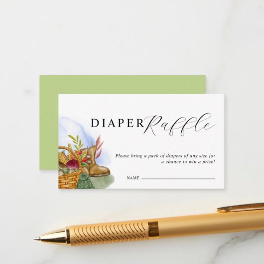Locally Grown Baby Shower Diaper Raffle Tickets エンクロージャーカード (正面/裏面インサイチュ)