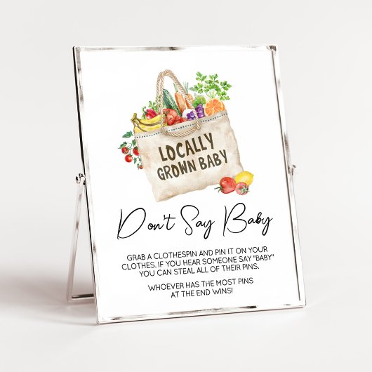 Locally Grown Baby Shower Don't Say Baby Sign ポスター
