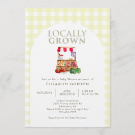 Locally Grown Baby Shower Farm Market Gingham 招待状
