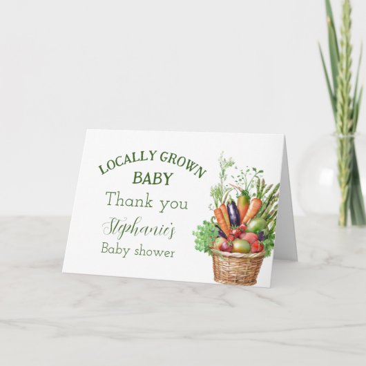 Locally Grown Baby Shower Farmers Market サンキューカード (正面)