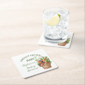 Locally Grown Baby Shower Farmers Market スクエアペーパーコースター (インサイチュ)