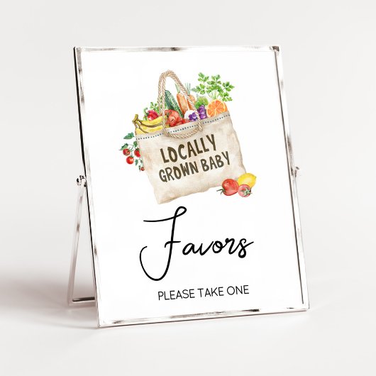 Locally Grown Baby Shower Favor Sign ポスター