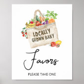 Locally Grown Baby Shower Favor Sign ポスター (正面)