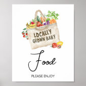 Locally Grown Baby Shower Foods Sign ポスター (正面)