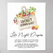 Locally Grown Baby Shower Late Night Diapers Sign ポスター (正面)