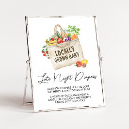Locally Grown Baby Shower Late Night Diapers Sign ポスター