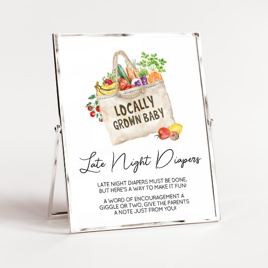 Locally Grown Baby Shower Late Night Diapers Sign ポスター