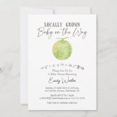 Locally Grown Baby Shower Melon Watercolor Rustic 招待状 (正面)