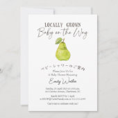 Locally Grown Baby Shower Pear Watercolor Rustic 招待状 (正面)