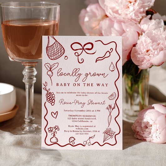Locally Grown Baby Shower Red Farmer’s Market 招待状