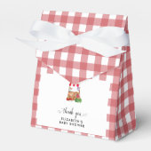 Locally Grown Baby Shower Red Gingham Thank you フェイバーボックス (正面サイド)