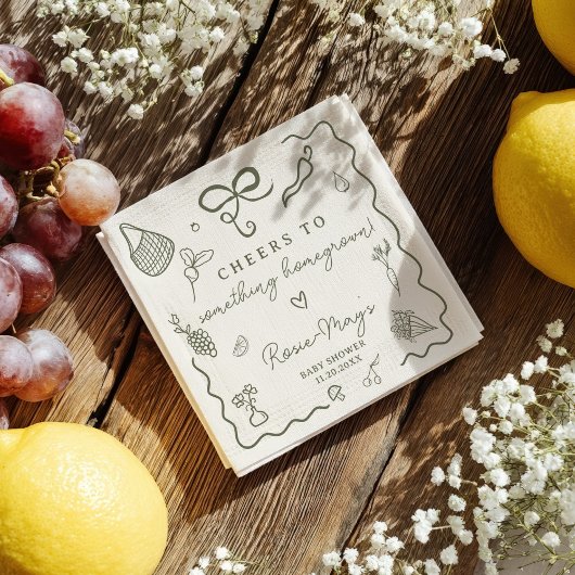 Locally Grown Baby Shower Rustic Farmer’s Market スタンダードカクテルナプキン