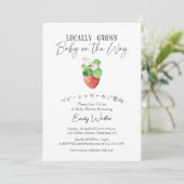 Locally Grown Baby Shower Strawberry Watercolor 招待状 (スタンド正面)