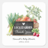 Locally Grown Baby Shower Thank You スクエアシール (正面)