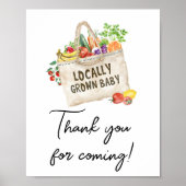Locally Grown Baby Shower Thank you Sign ポスター (正面)