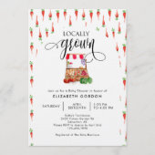 Locally Grown Baby Shower Watercolor Carrots 招待状 (正面)