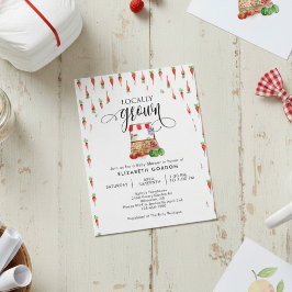 Locally Grown Baby Shower Watercolor Carrots 招待状