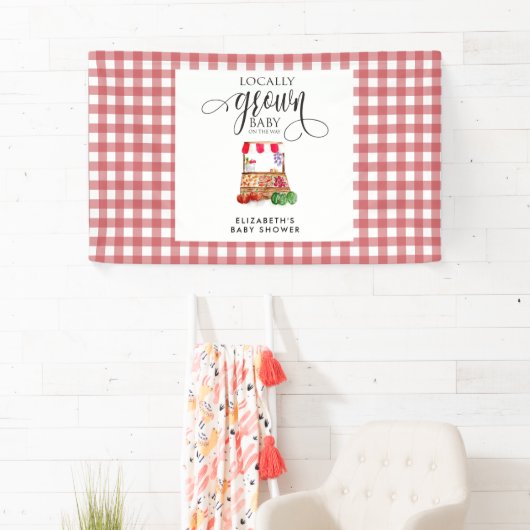 Locally Grown Baby Shower Welcome Gingham 横断幕 (インサイチュ)