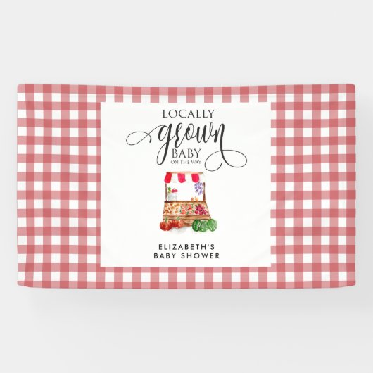 Locally Grown Baby Shower Welcome Gingham 横断幕 (横)