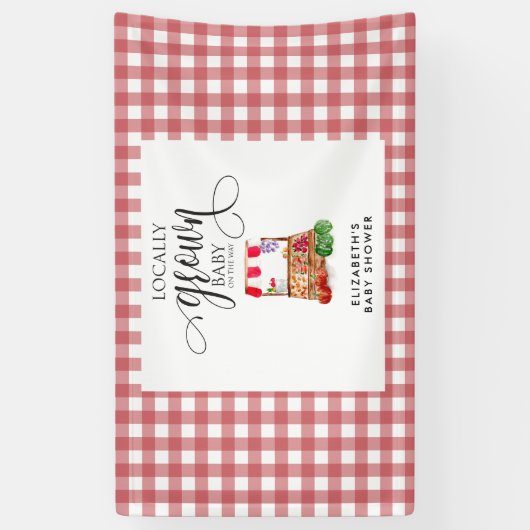 Locally Grown Baby Shower Welcome Gingham 横断幕 (縦)