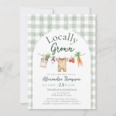 Locally Grown Clothes Line Farm Fresh Baby Shower 招待状 (正面)