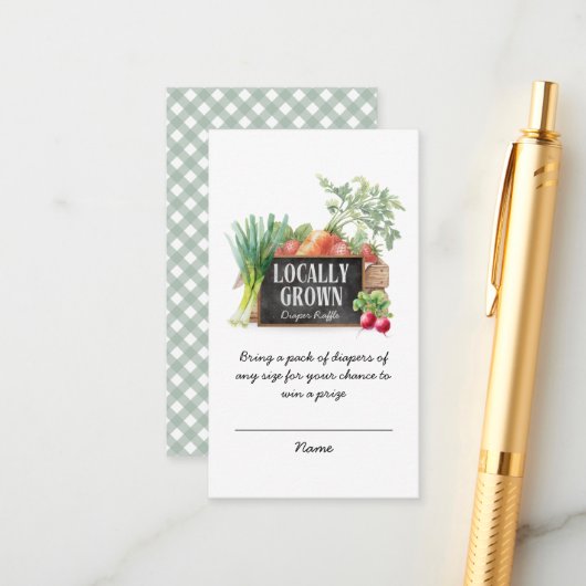 Locally Grown Diaper Raffle Tickets Baby Shower エンクロージャーカード (正面/裏面インサイチュ)